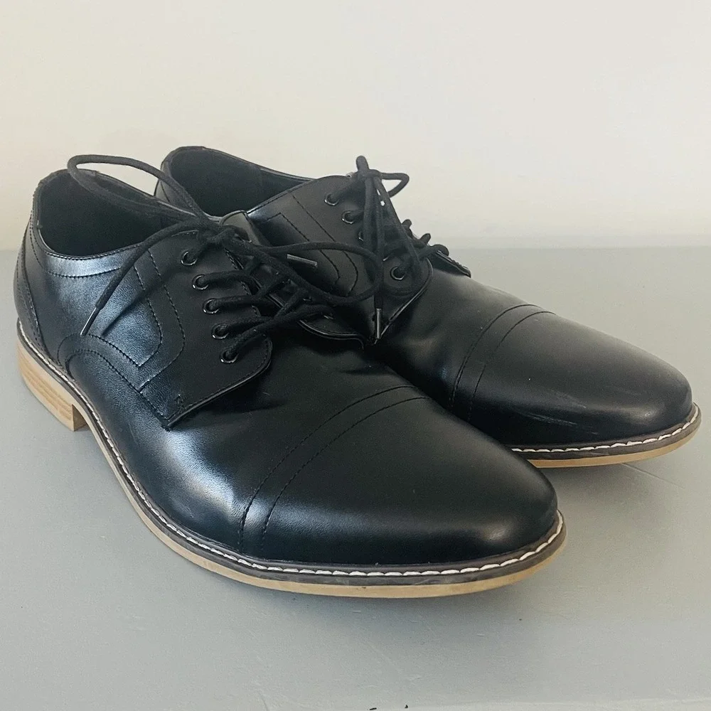 RJ Colt Ppaul Shoes Mens 13W Black Cap Toe Oxford Derby Dress Ppaul